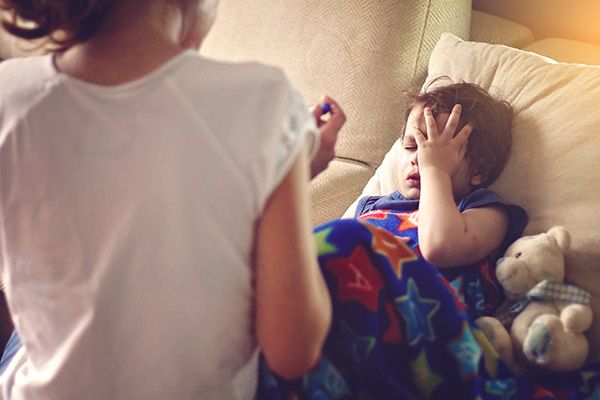 A child suffering from a fever